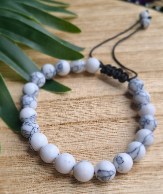 Patience Adjustable Howlite Bracelet - 8 mm