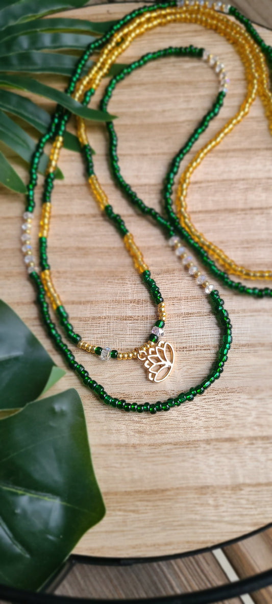 Lotus Waistbeads Green + Gold Waistbeads (2 piece)