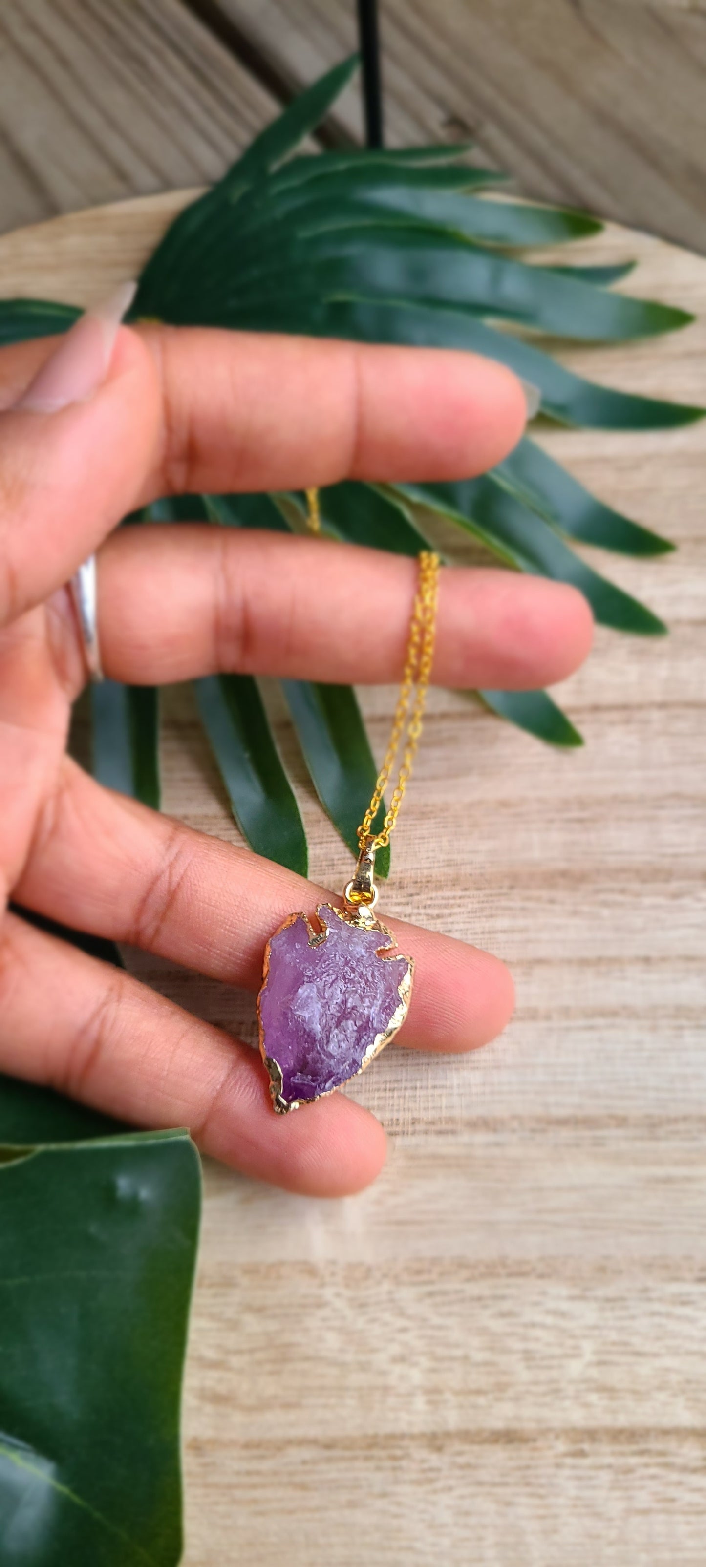 Amethyst Crystal Arrowhead Necklace