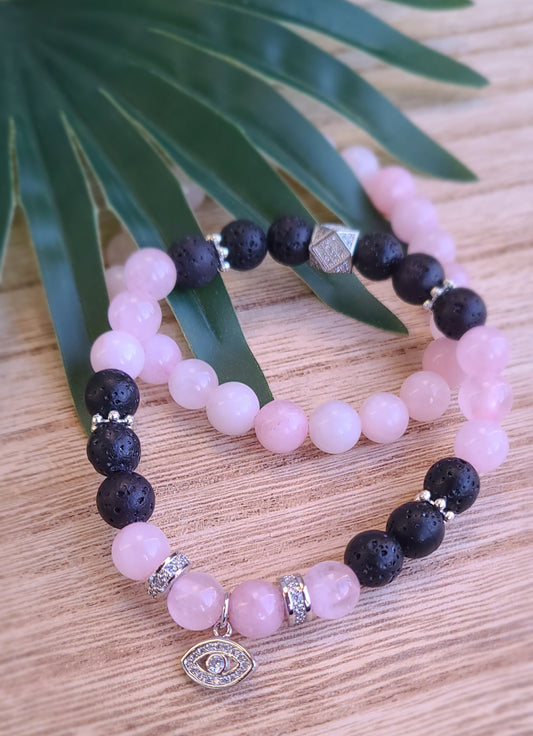 Protect Thy Heart Rose Quartz Bracelet Set - 8 mm