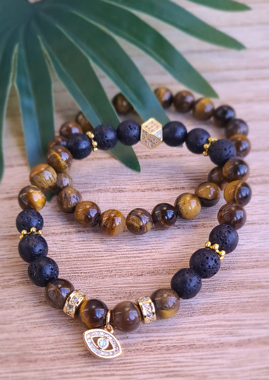 Protect Thy Spirit Tiger's Eye Bracelet Set - 8 mm